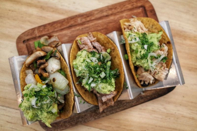 GYG street tacos with seasoned chicken and fresh toppings